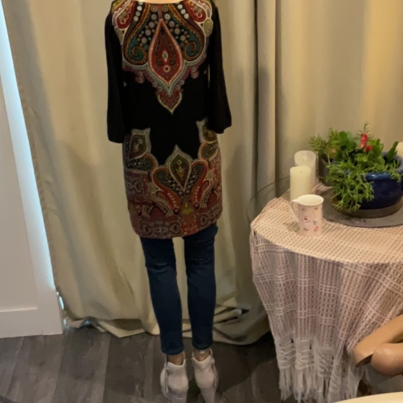 PTP 18 inches with stretch length 31” bohemian flare tunic dress 95% rayon - Picture 3 of 9